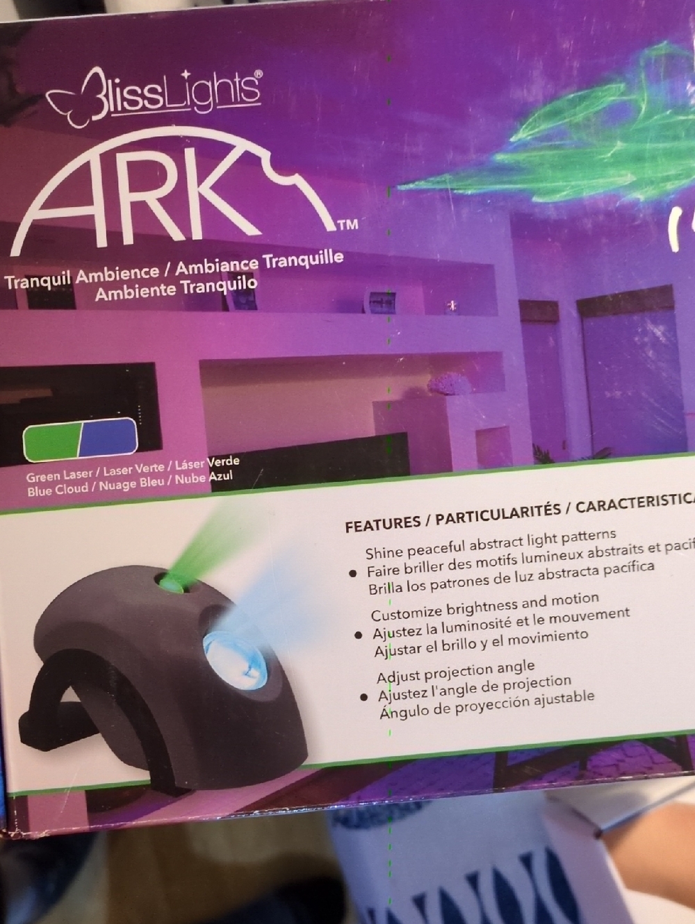 ARK BlissLights Ambience Projector - Black with Green and Blue Effects
